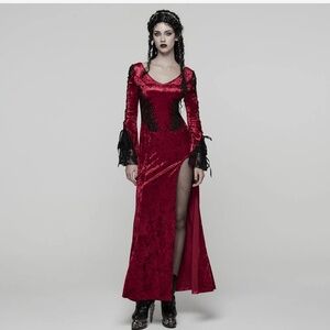 Punk Rave red velvet Gothic dress xs/s fits like small/med